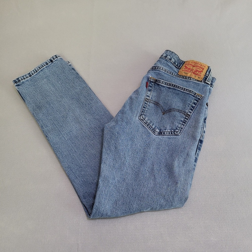 Levi's 505 Denim Blue Jeans Men's 30x30 Meduim Wash Straight Leg